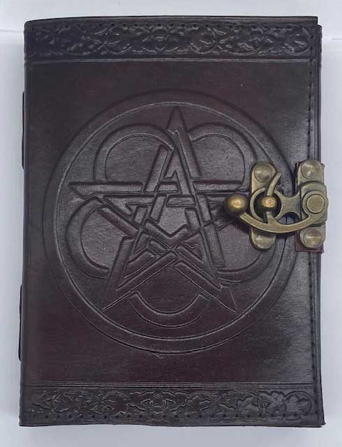 Pentagram leather blank book w/ latch