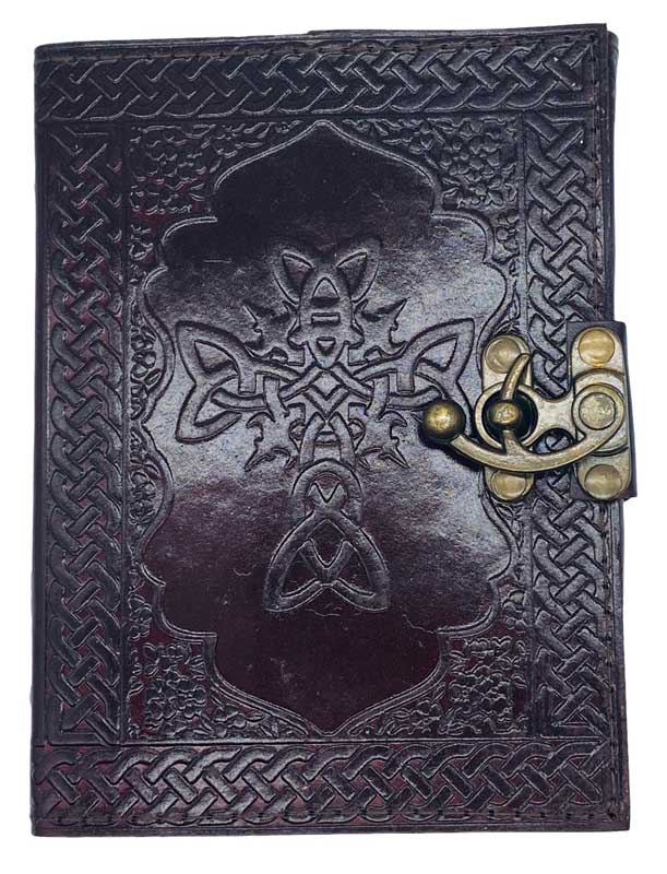 Celtic Cross leather blank book w/ latch