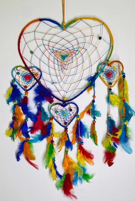 12" Rainbow Heart dreamcatcher
